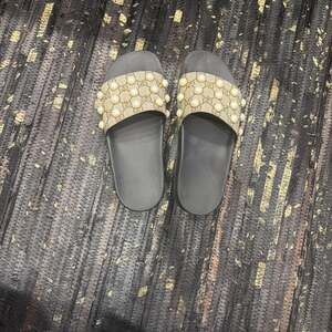 Gucci GG Supreme Pearl Stud Slides